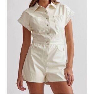 ENTRO faux leather romper small off white